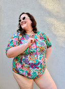 The Lizzy Sculpt Suit | UPF 50+ Sculpting Short Sleeve One-Piece Swimsuit Curve