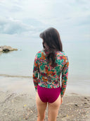 Miranda Short Sleeve Rashguard and Morgan Bottom | UPF 50+ Sun Protective Set in Sangria
