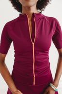 Miranda Short Sleeve Rashguard and Morgan Bottom | UPF 50+ Sun Protective Set in Sangria