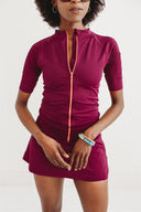 The Miranda Sun Tee | UPF 50+ Short Sleeve Full Zip Rash Guard for Women Curve