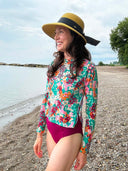 Miranda Short Sleeve Rashguard and Morgan Bottom | UPF 50+ Sun Protective Set in Sangria